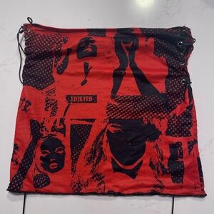 Edikted Red and Black Lace-Up Skirt